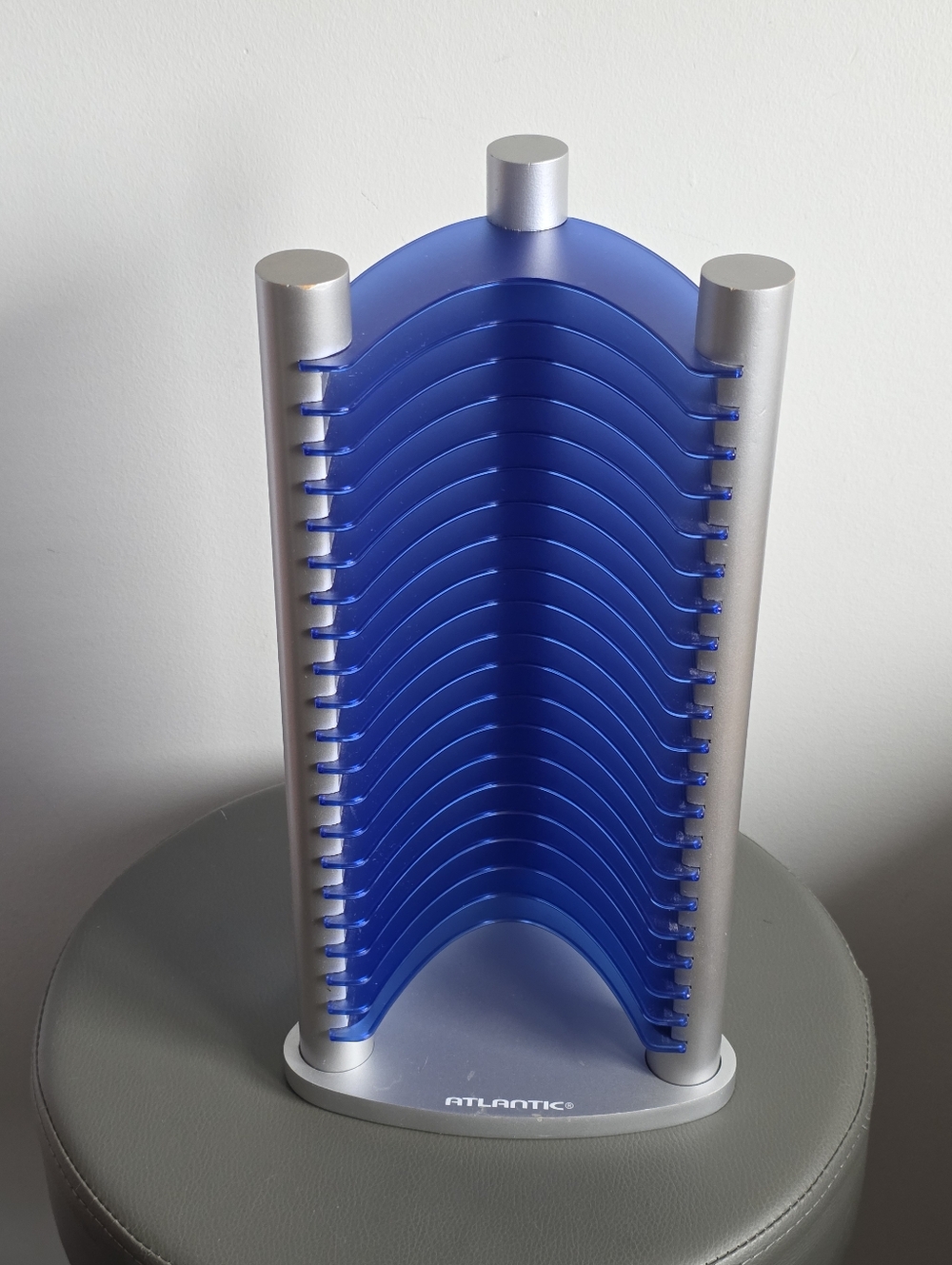 Atlantic CD DVD Disc Storage Rack Holder Blue Silver 40 Disc Media Tower Stand